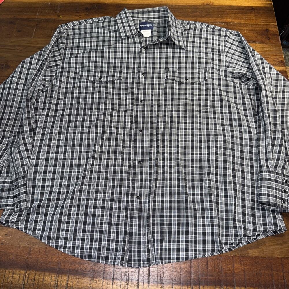 Wrangler Mens Pearl Snap Western Wear Black Long Sleeve XXL